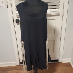 Barbara Bui Black Dress with White Tassel Details